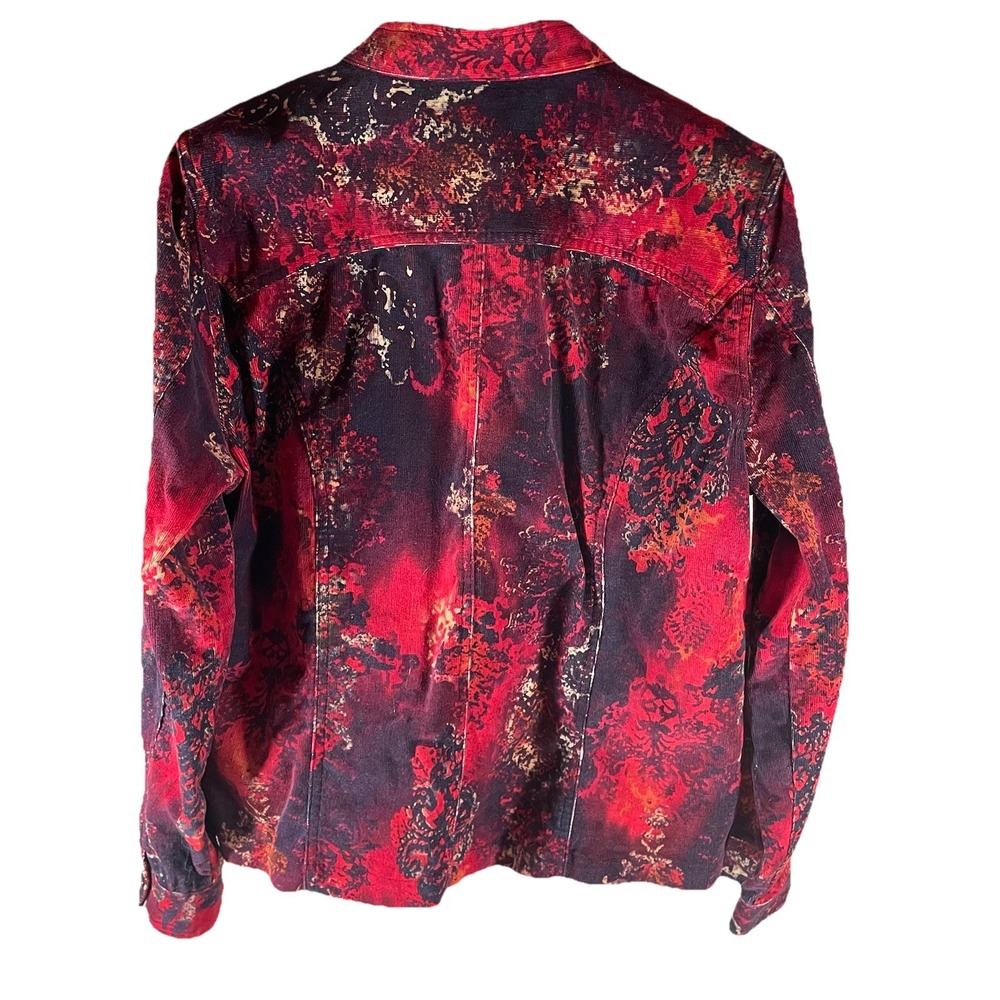 Christopher & Banks Womens Stretch Corduroy Floral Jacket Size XL Button Up - Picture 3 of 7